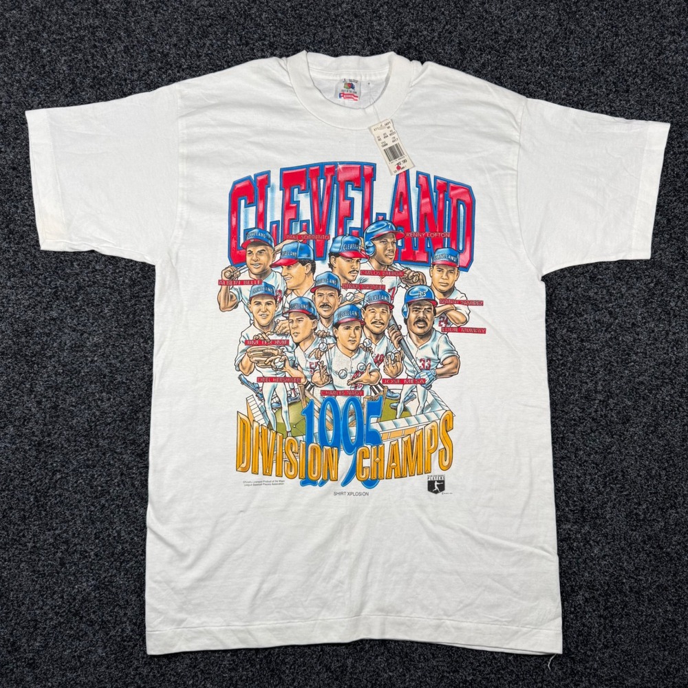 Vintage 1995 Cleveland Guardians Caricature Division Champs T-Shirt NWT Large